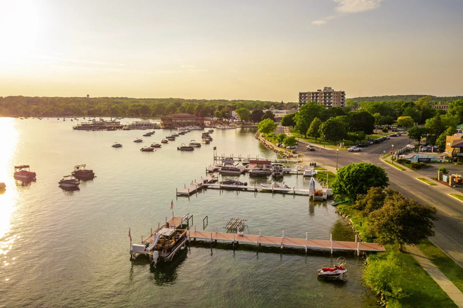 Aerial drone photo of Lake Geneva, Wisconsin by KB Digital.